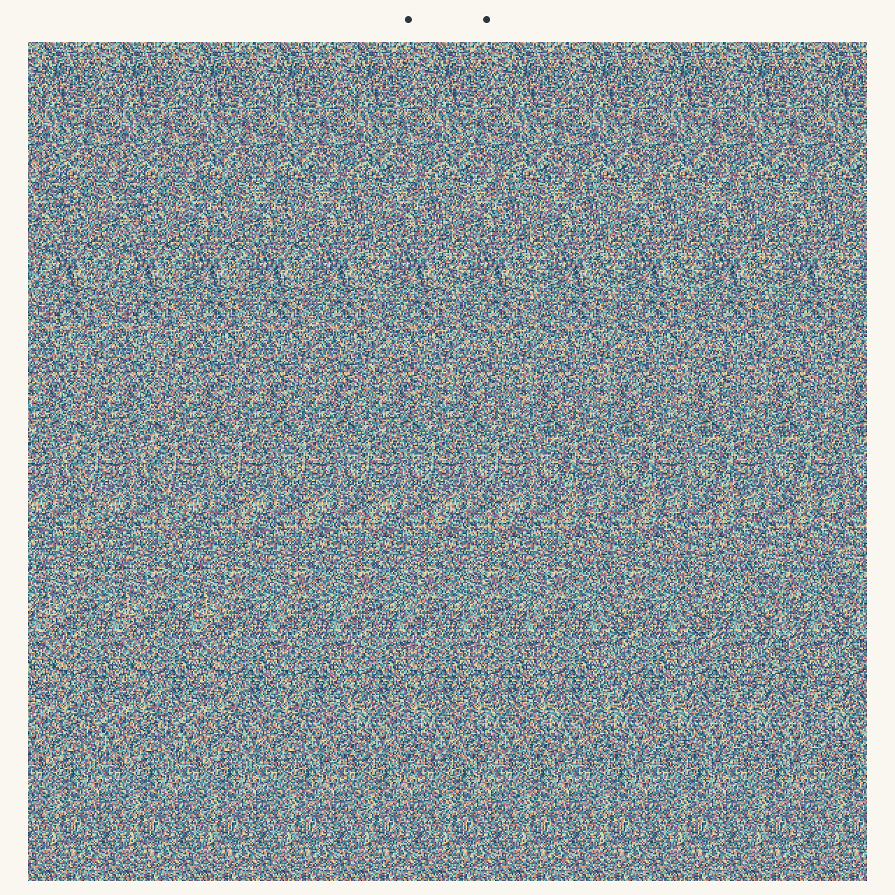 Stereogram for 2026-10-22: a hidden three-dimensional shape inside a repeating colorful pattern.