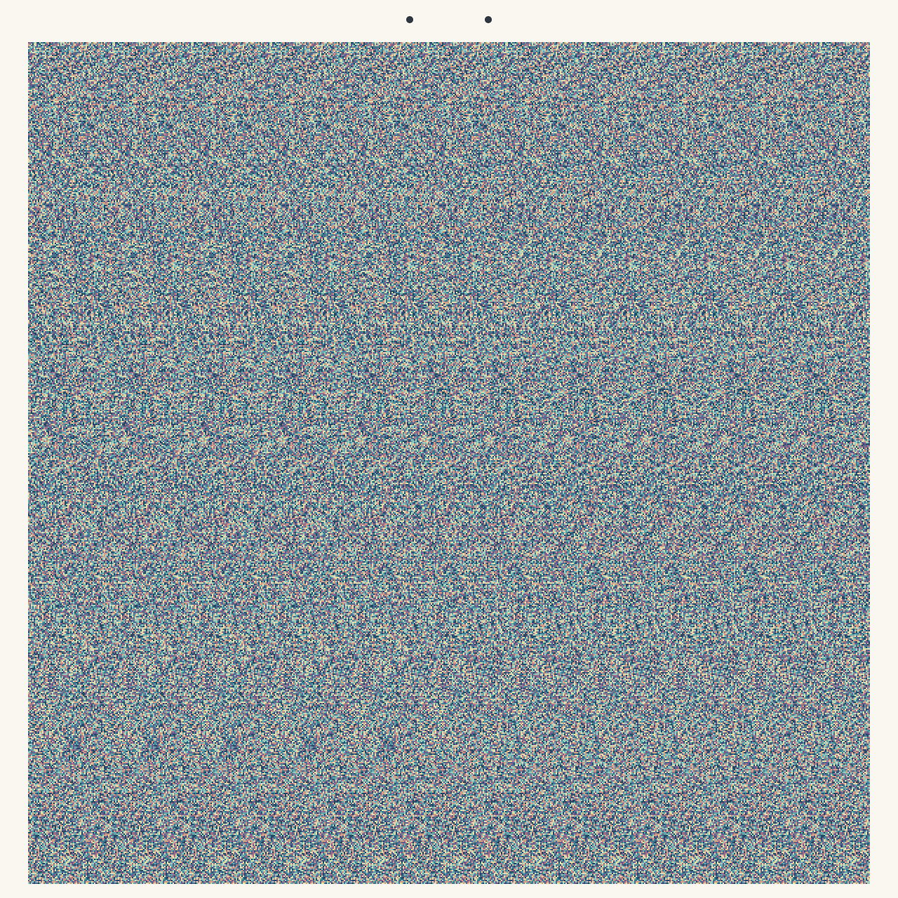 Stereogram for 2026-10-25: a hidden three-dimensional shape inside a repeating colorful pattern.